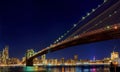 New york city Brooklyn bridge - downtown at night Royalty Free Stock Photo