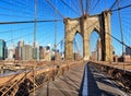 New York City with brooklyn bridge, Lower Manhattan, USA Royalty Free Stock Photo