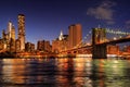 New York City Brooklyn Bridge at night Royalty Free Stock Photo