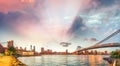 New York City. Brooklyn and Manhattan Bridge Panorama at Sunset Royalty Free Stock Photo