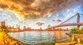 New York City. Brooklyn and Manhattan Bridge Panorama at Sunset Royalty Free Stock Photo