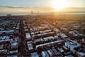 New York City Brooklyn neighborhood with private houses. Aerial view