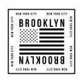 New York City, Brooklyn typography for t-shirt print. American flag in black color. T-shirt graphics Royalty Free Stock Photo