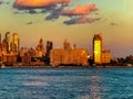 New York City buildings during the sunset hours. Royalty Free Stock Photo