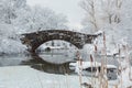 New York City Central Park in snow bridge Royalty Free Stock Photo