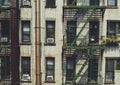 New York City Chinatown Tenement Apartment Building Fire Escape Royalty Free Stock Photo