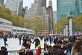 New York City Christmas Holiday Bryant Park Celebration Ice Skating Rink Happy People Enjoying Having Fun Royalty Free Stock Photo