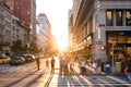 New York City, 2018: people crossing the intersection on 5th Avenue in Manhattan, New York City Royalty Free Stock Photo