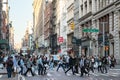 Busy crowds of people crossing New York City street Royalty Free Stock Photo