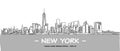 New York City Clean Hand Drawn Vector Illustration