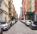 New York City cobblestone street scene in SoHo Royalty Free Stock Photo