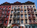 New York City, colorful old fashioned apartment buildings