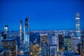 NEW YORK CITY - DECEMBER 7, 2018: Night skyline of Midtown Manhattan, aerial view at night Royalty Free Stock Photo