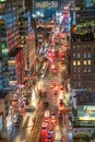 NEW YORK CITY - DECEMBER 1, 2018: Night skyline of Midtown Manhattan, aerial view at night Royalty Free Stock Photo