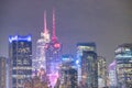 NEW YORK CITY - DECEMBER 1, 2018: Night skyline of Midtown Manhattan, aerial view at night Royalty Free Stock Photo