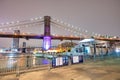 NEW YORK CITY - DECEMBER 6TH, 2018: Brooklyn and Manhattan Bridge at night, New York Skyline Royalty Free Stock Photo