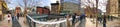 NEW YORK CITY - DECEMBER 1, 2018: Tourists and locals along High Line promenade in Manhattan, panoramic view Royalty Free Stock Photo