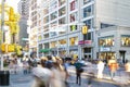 New York City - Diverse crowds of people walk through the crowded intersection on 14th Street at Union Square Park