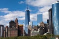 New York City Downtown Manhattan skyline during sunny spring day Royalty Free Stock Photo