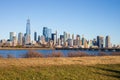 New York City downtown skyline. Financial district and World Trade Center. Royalty Free Stock Photo