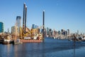 New York City downtown skyline. Financial district and World Trade Center.