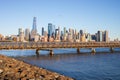 New York City downtown skyline. Financial district and World Trade Center. Royalty Free Stock Photo