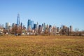 New York City downtown skyline. Financial district and World Trade Center. Royalty Free Stock Photo