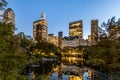 New York City at dusk viewed from Central Park Royalty Free Stock Photo