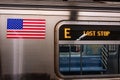 New York City E train detail, last stop - image