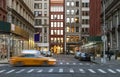 New York City evening street view of the intersection of Washington Place and Broadway