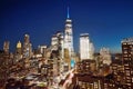 New York City famous top view. Night New York City from above. Night New York panorama, NYC skyline at twilight Royalty Free Stock Photo
