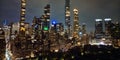 New York City famous top view. Night New York City from above. Night New York panorama, NYC skyline at twilight Royalty Free Stock Photo