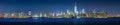 New York City Financial District skyscrapers and Hudson River at dusk. Panoramic Manhattan Royalty Free Stock Photo