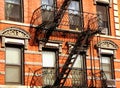 New York city fire escape ladder Royalty Free Stock Photo