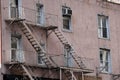 New York city fire escape ladder Royalty Free Stock Photo