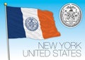 New York city flag and seal, United States Royalty Free Stock Photo