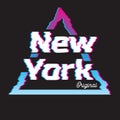 New York city glitch effect retro illustration. Royalty Free Stock Photo
