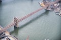 New York City from helicopter point of view. Brooklyn Bridge aerial view Royalty Free Stock Photo