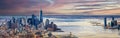 New York City and New Jersey skyline panoramic sunset view