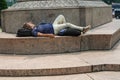 Homeless man near Central Park in Midtown Manhattan Royalty Free Stock Photo