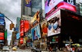 NEW YORK CITY - June 15, 2018: Manhattan, New York City. Times Square is featured with Broadway Theaters signs as a symbol of NewY