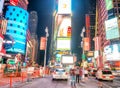 NEW YORK CITY - JUNE 2013: Traffic along Times Square at night. Royalty Free Stock Photo