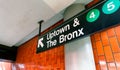 NEW YORK CITY - JUNE 8, 2013: Uptown and The Bronx station sign. Royalty Free Stock Photo