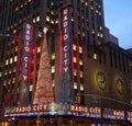New York City landmark, Radio City Music Hall in Rockefeller Center decorated with Christmas decorations in Midtown Manhattan Royalty Free Stock Photo