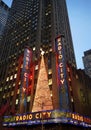 New York City landmark, Radio City Music Hall in Rockefeller Center decorated with Christmas decorations in Midtown Manhattan Royalty Free Stock Photo