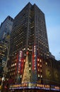 New York City landmark, Radio City Music Hall in Rockefeller Center decorated with Christmas decorations in Midtown Manhattan Royalty Free Stock Photo