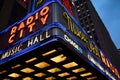 New York City landmark, Radio City Music Hall in Rockefeller Center decorated with Christmas decorations in Midtown Manhattan Royalty Free Stock Photo