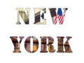 New York City letters - photo collage of famous locations of New York