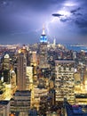 New York City with lightning bolt, USA