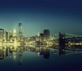 New York City Lights Scenic Bridge View Concept Royalty Free Stock Photo